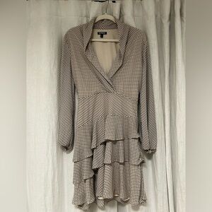 Express White and Brown Polka-Dot Dress